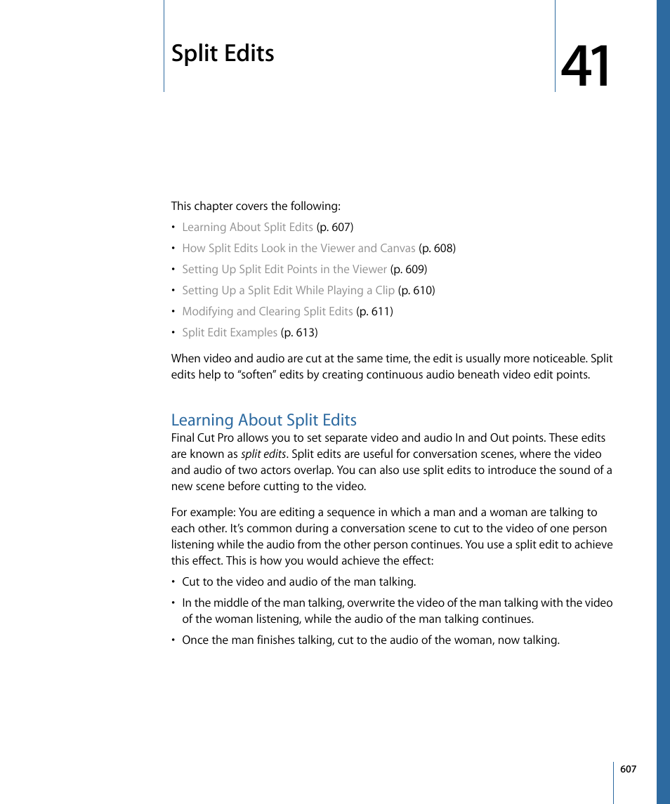 Split edits, Learning about split edits | Apple Final Cut Pro 7 User Manual | Page 607 / 1990