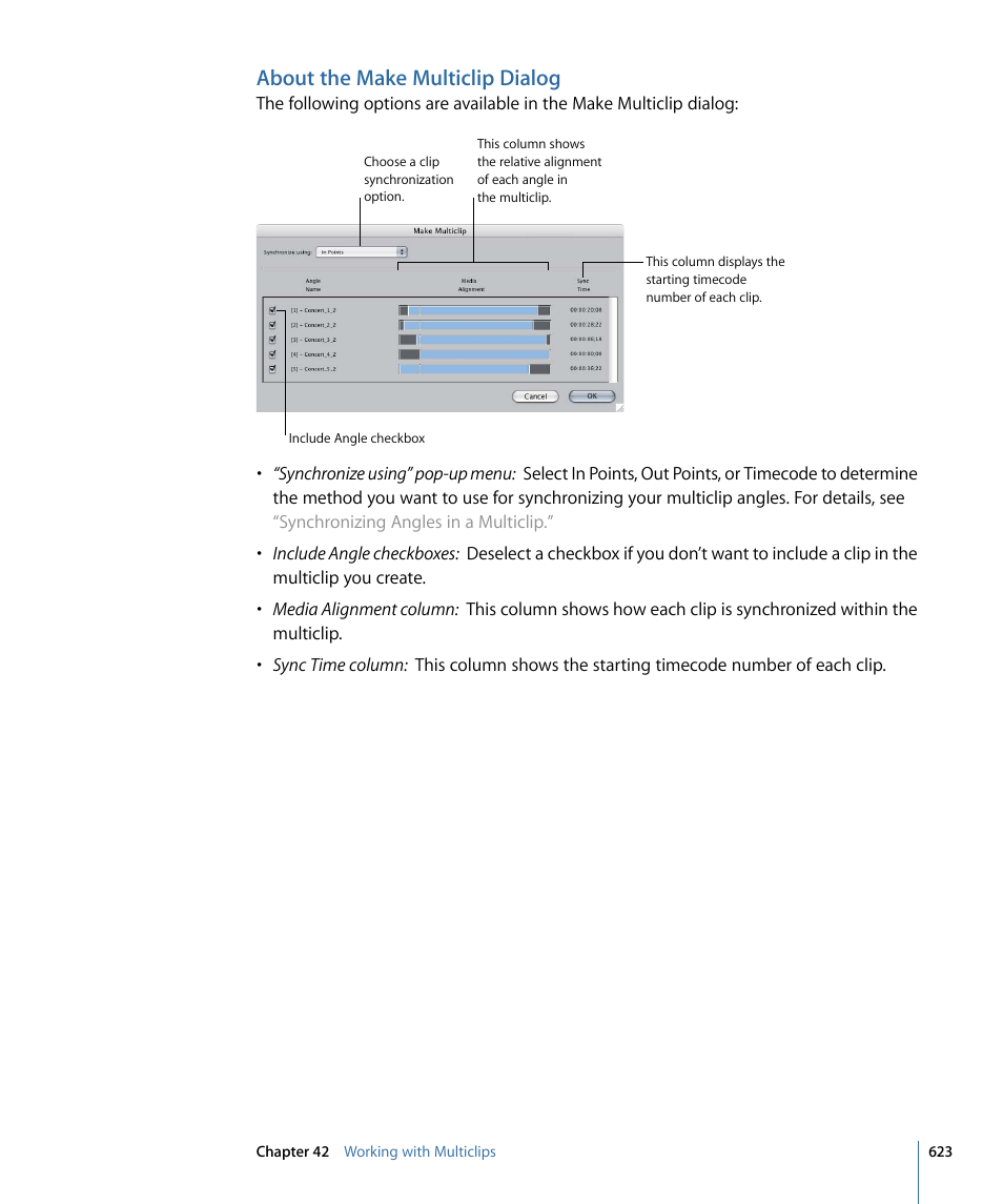 About the make multiclip dialog | Apple Final Cut Pro 7 User Manual | Page 623 / 1990