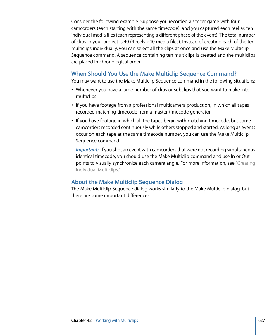 About the make multiclip sequence dialog | Apple Final Cut Pro 7 User Manual | Page 627 / 1990