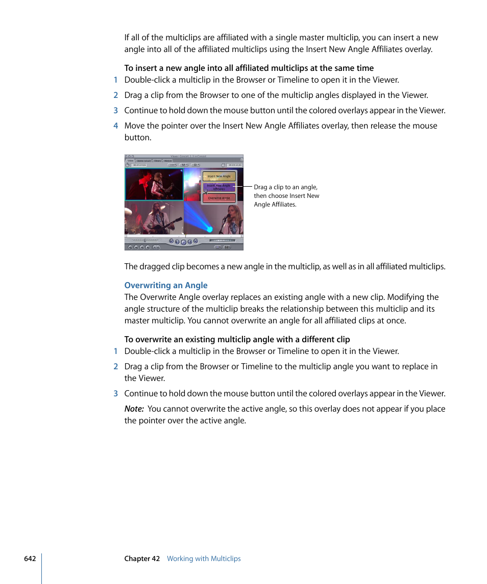Overwriting an angle | Apple Final Cut Pro 7 User Manual | Page 642 / 1990
