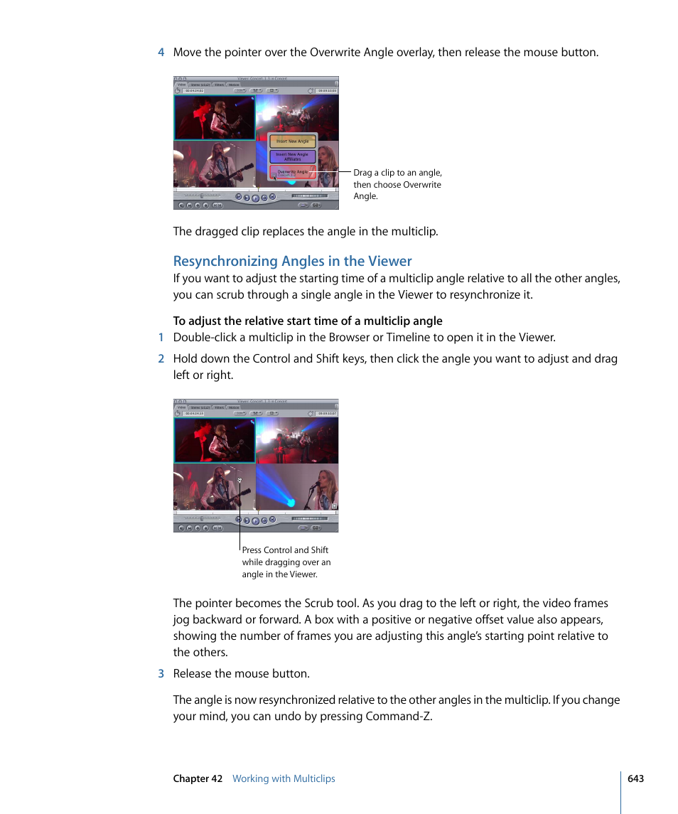 Resynchronizing angles in the viewer | Apple Final Cut Pro 7 User Manual | Page 643 / 1990