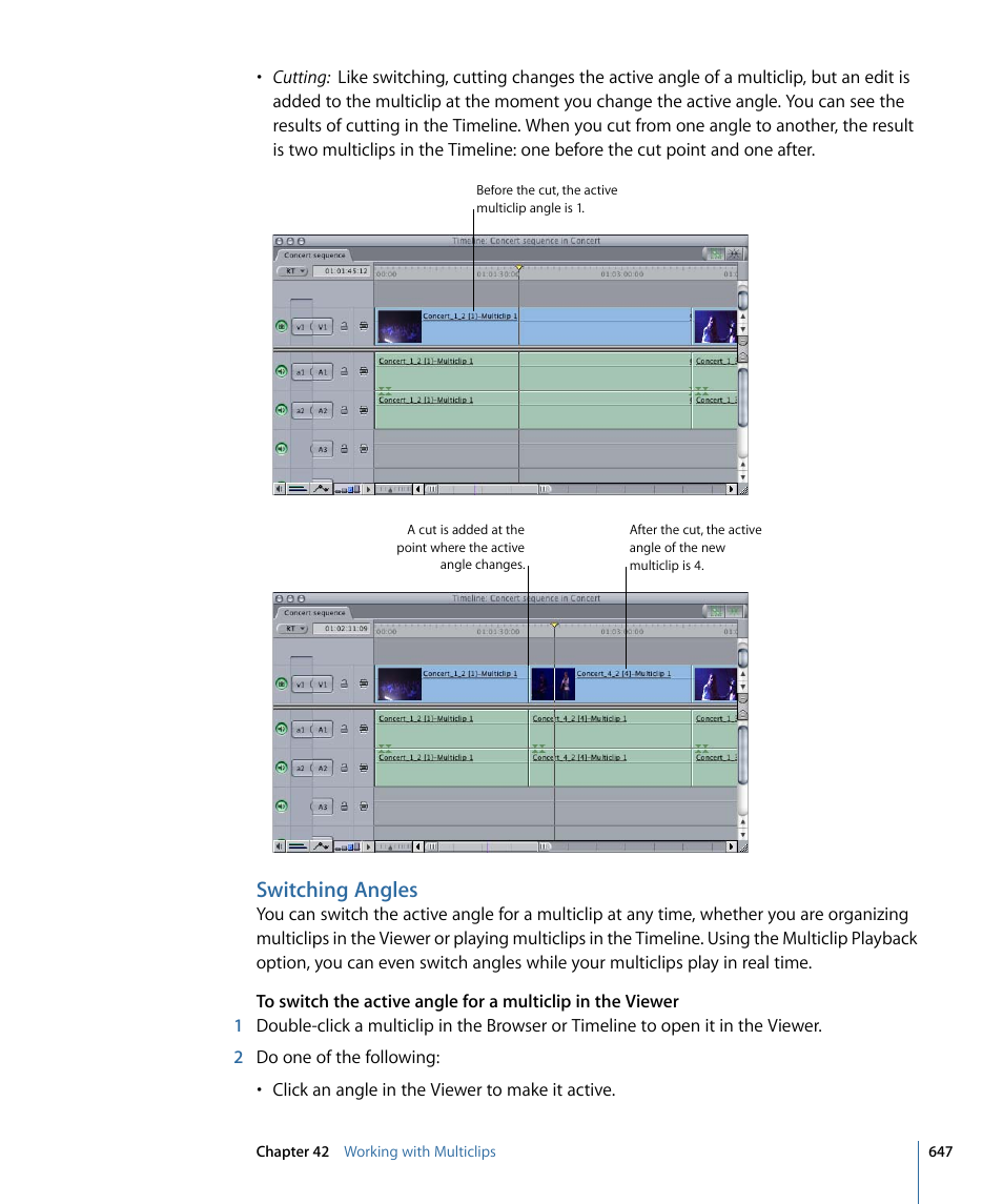 Switching angles | Apple Final Cut Pro 7 User Manual | Page 647 / 1990