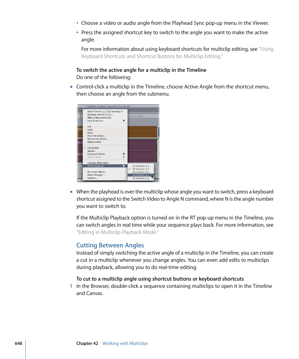 Cutting between angles | Apple Final Cut Pro 7 User Manual | Page 648 / 1990