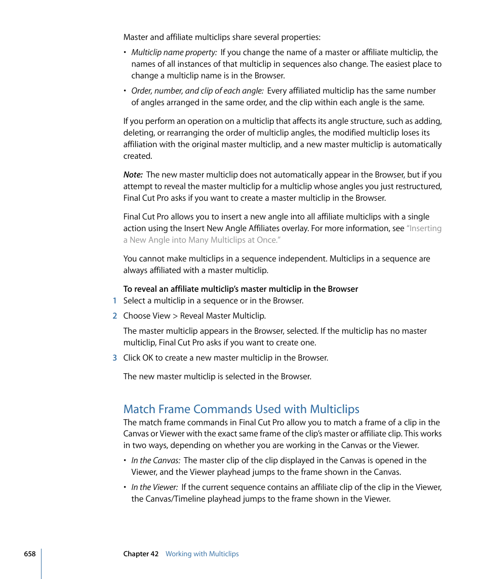 Match frame commands used with multiclips | Apple Final Cut Pro 7 User Manual | Page 658 / 1990