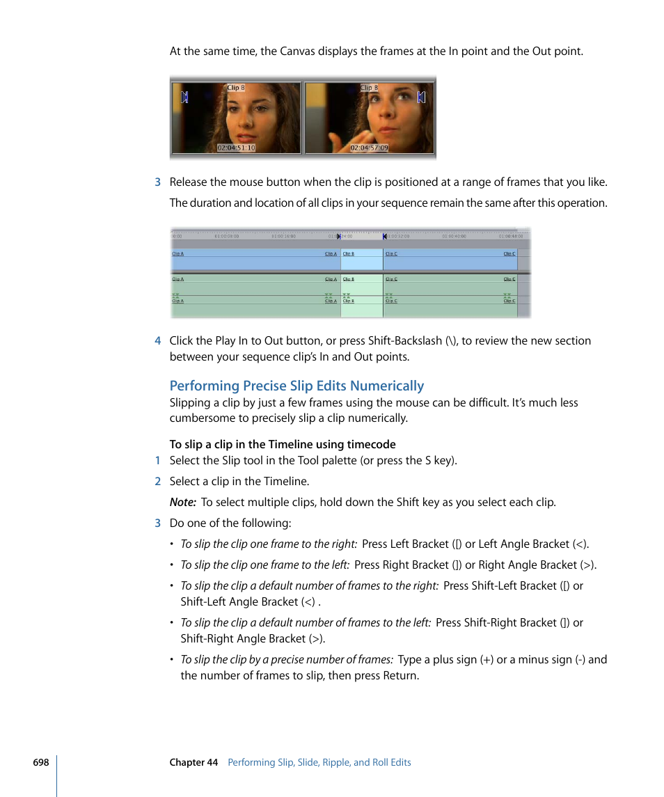 Performing precise slip edits numerically | Apple Final Cut Pro 7 User Manual | Page 698 / 1990