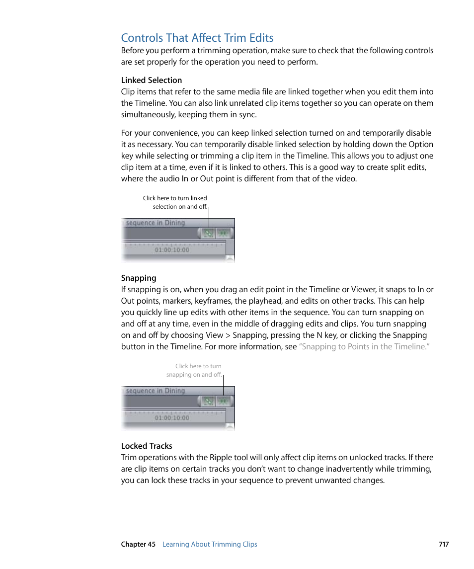 Controls that affect trim edits | Apple Final Cut Pro 7 User Manual | Page 717 / 1990