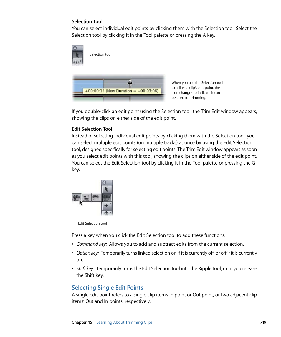 Selecting single edit points | Apple Final Cut Pro 7 User Manual | Page 719 / 1990