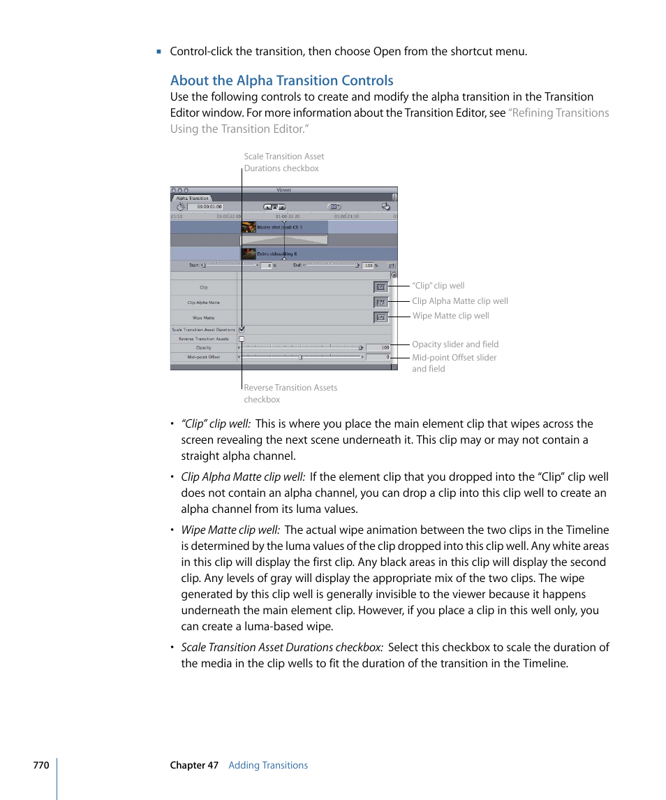 About the alpha transition controls | Apple Final Cut Pro 7 User Manual | Page 770 / 1990