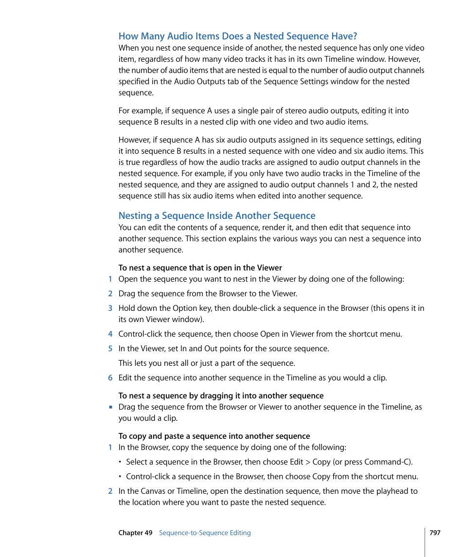 How many audio items does a nested sequence have, Nesting a sequence inside another sequence | Apple Final Cut Pro 7 User Manual | Page 797 / 1990