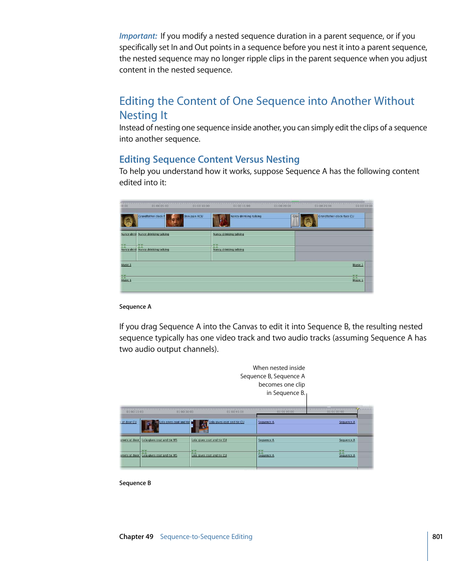 Editing sequence content versus nesting | Apple Final Cut Pro 7 User Manual | Page 801 / 1990