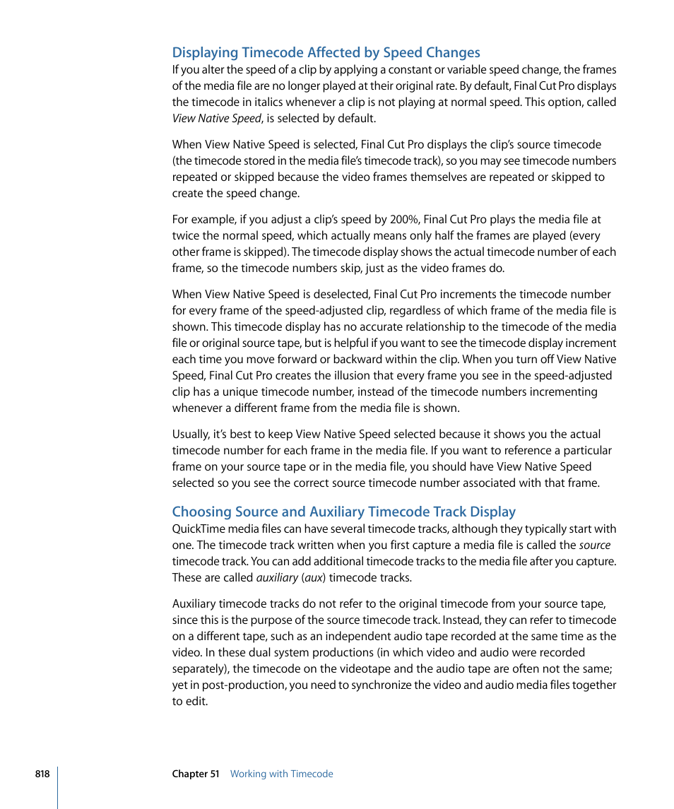 Displaying timecode affected by speed changes | Apple Final Cut Pro 7 User Manual | Page 818 / 1990