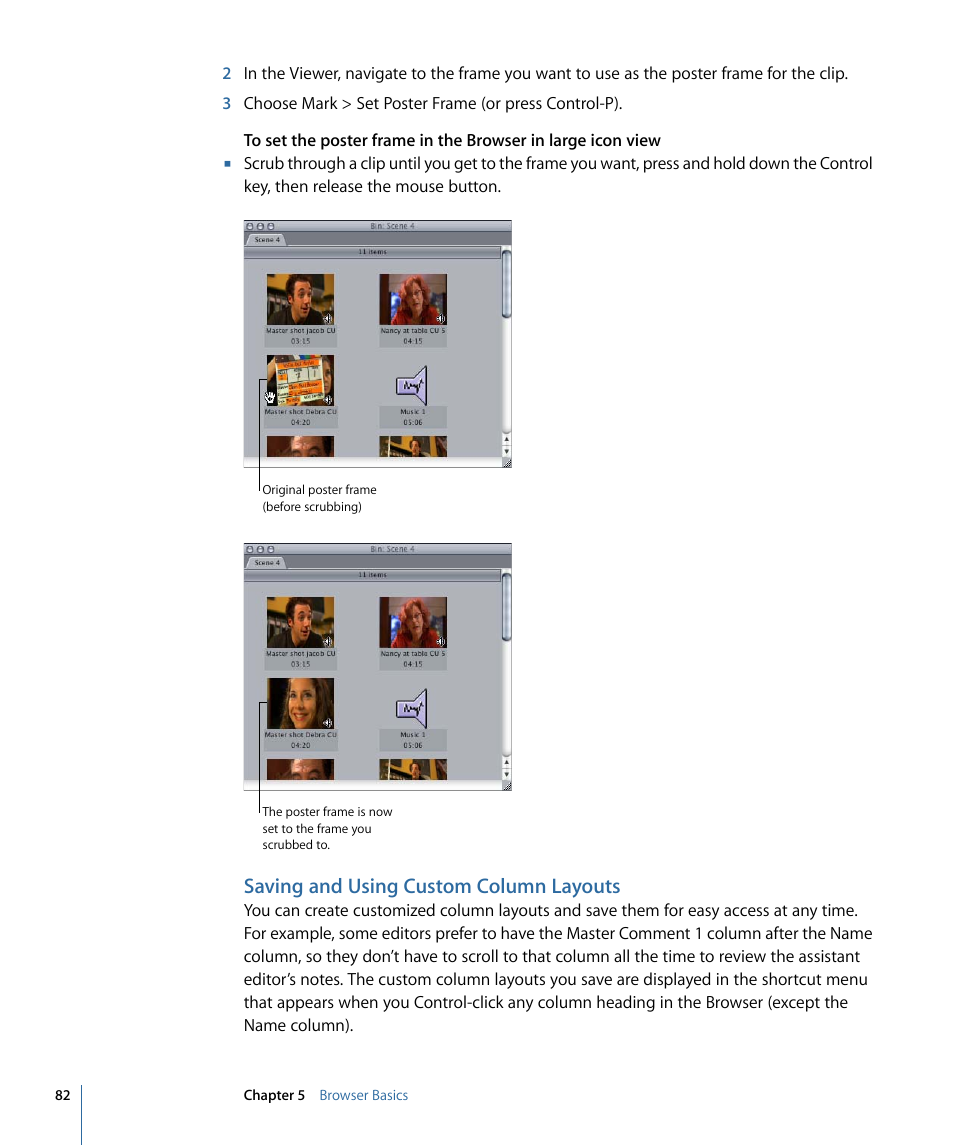 Saving and using custom column layouts | Apple Final Cut Pro 7 User Manual | Page 82 / 1990