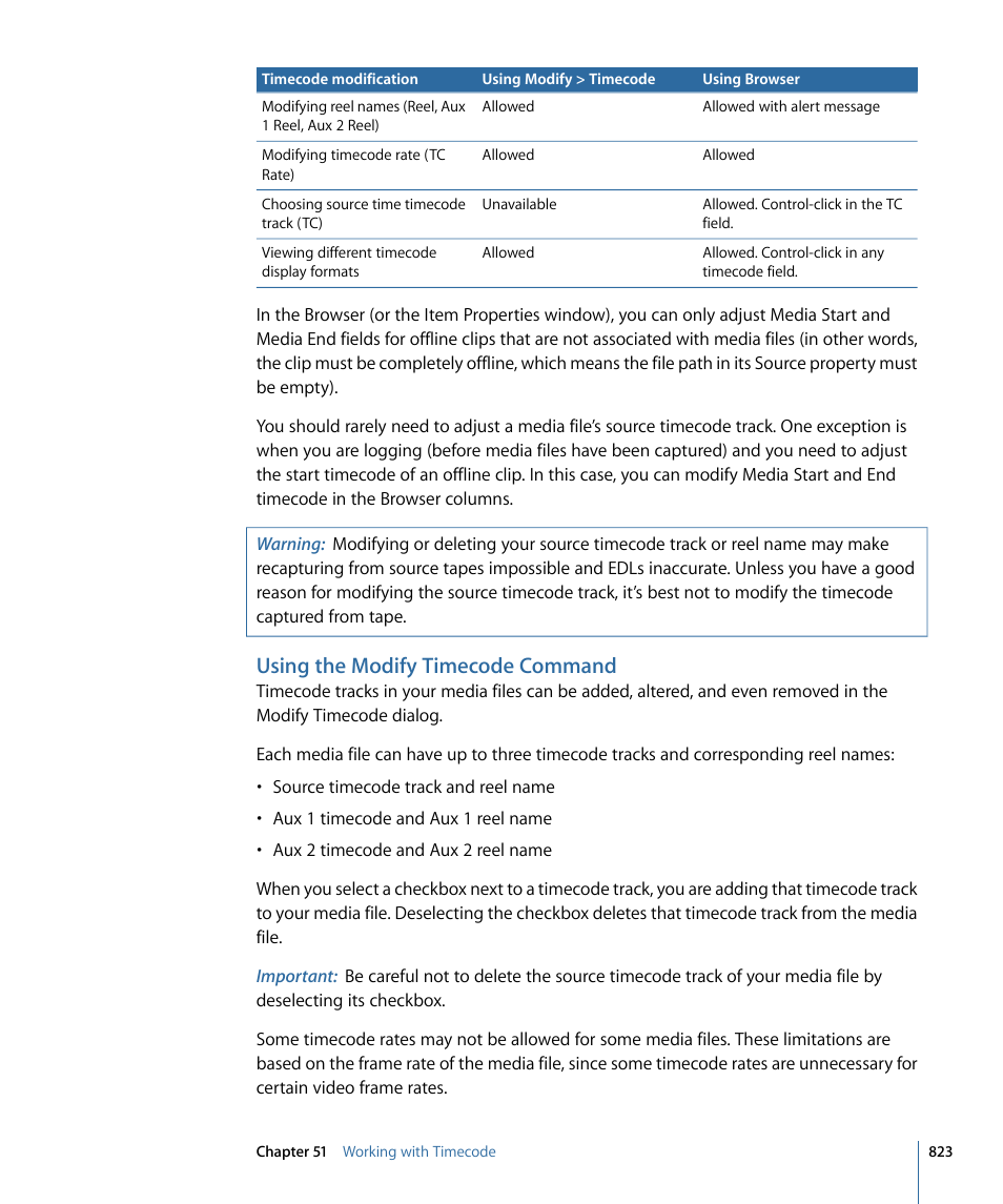 Using the modify timecode command | Apple Final Cut Pro 7 User Manual | Page 823 / 1990