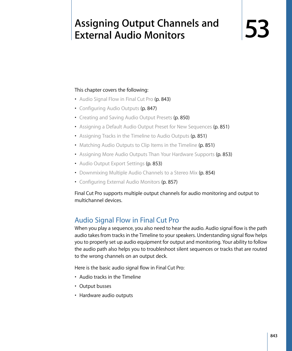 Audio signal flow in final cut pro | Apple Final Cut Pro 7 User Manual | Page 843 / 1990