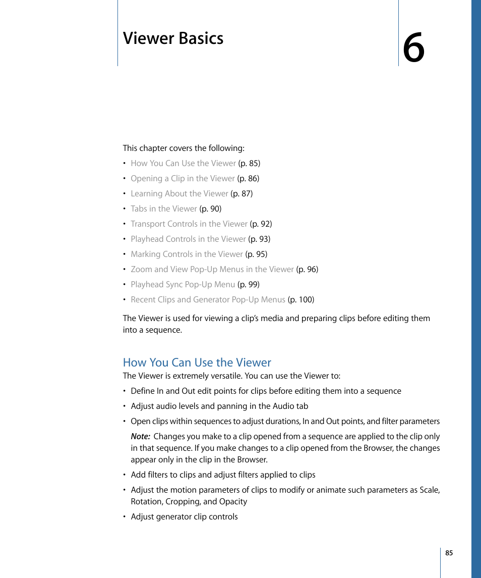 Viewer basics, How you can use the viewer | Apple Final Cut Pro 7 User Manual | Page 85 / 1990