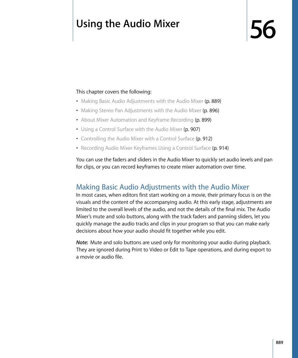 Using the audio mixer | Apple Final Cut Pro 7 User Manual | Page 889 / 1990