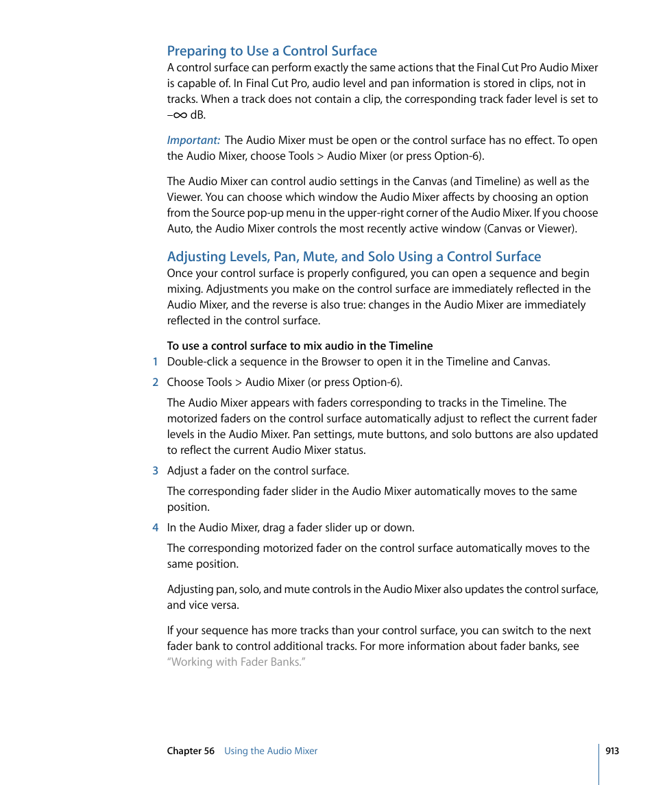 Preparing to use a control surface | Apple Final Cut Pro 7 User Manual | Page 913 / 1990