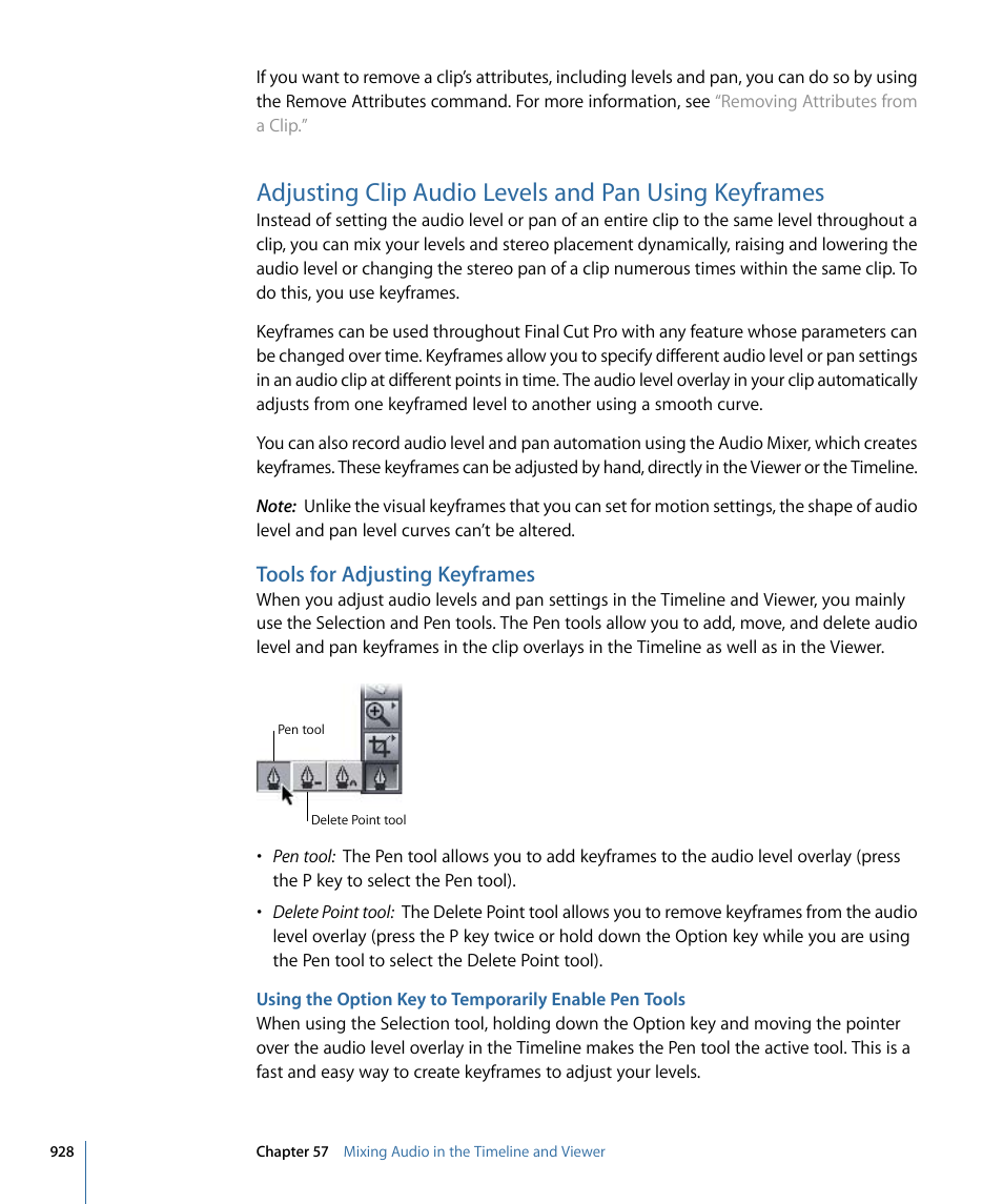 Tools for adjusting keyframes | Apple Final Cut Pro 7 User Manual | Page 928 / 1990