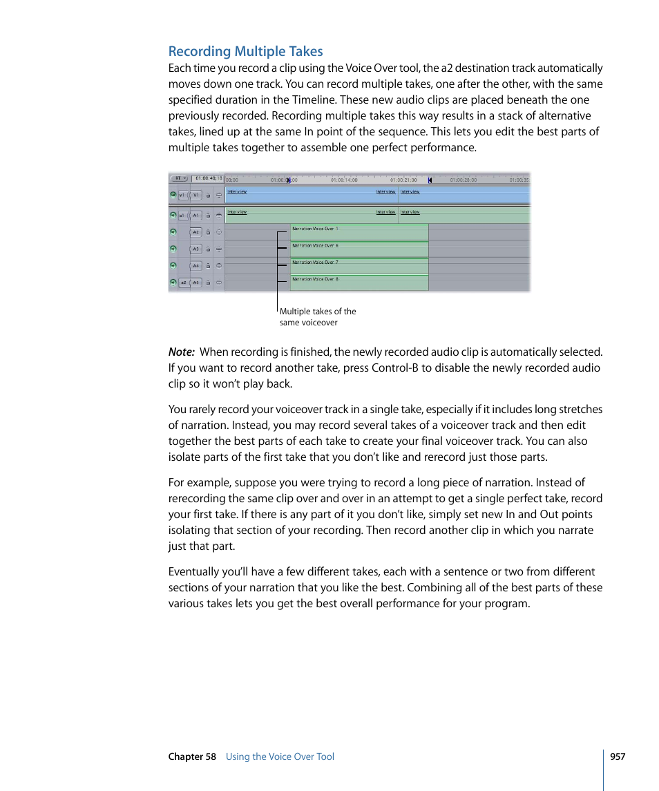 Recording multiple takes | Apple Final Cut Pro 7 User Manual | Page 957 / 1990