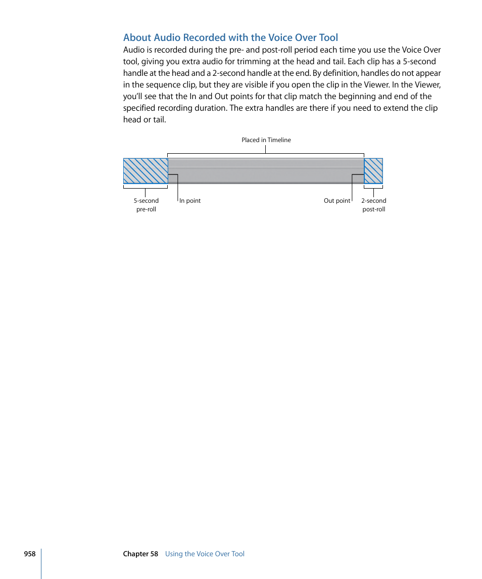 About audio recorded with the voice over tool | Apple Final Cut Pro 7 User Manual | Page 958 / 1990