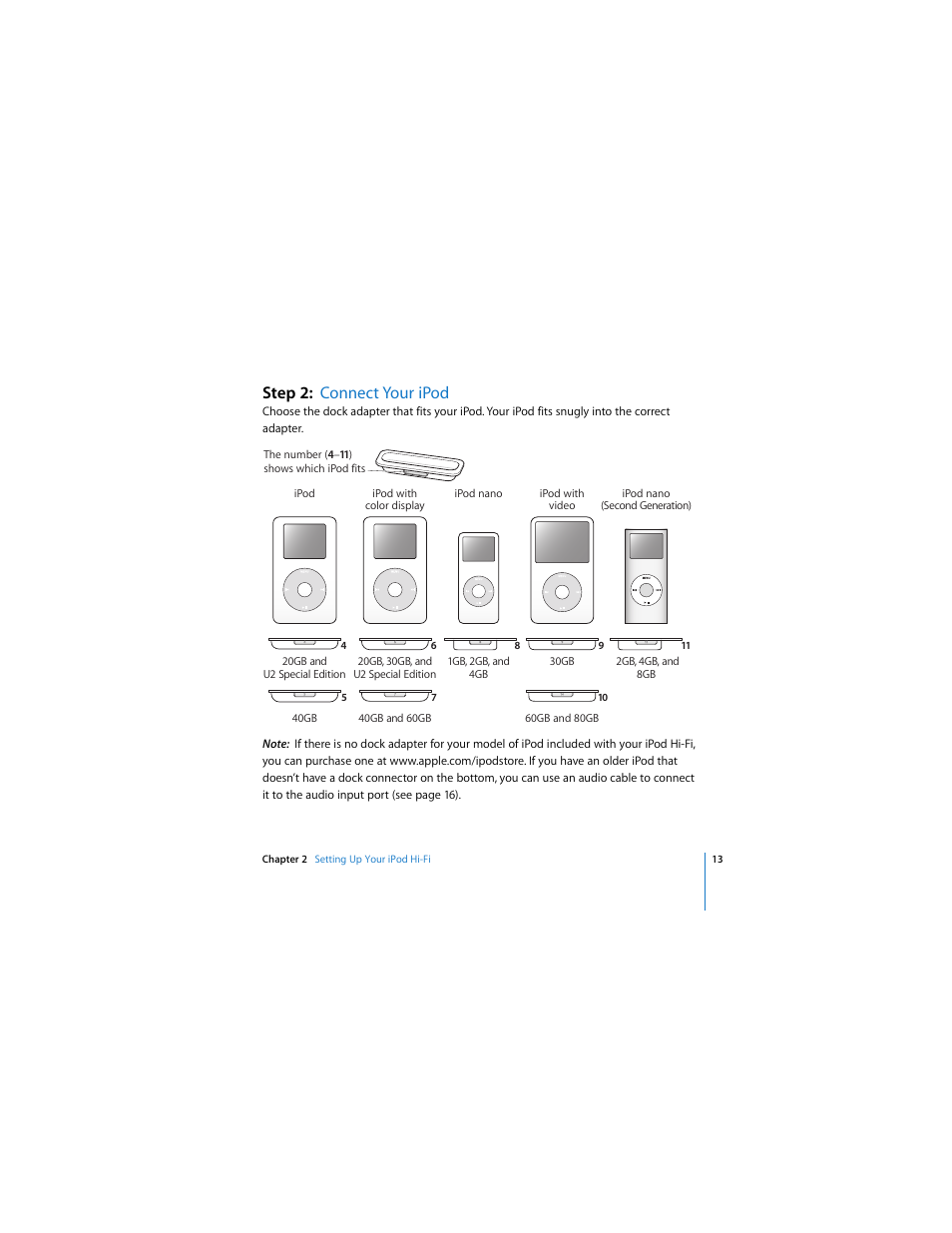 Step 2: connect your ipod | Apple iPod Hi-Fi User Manual | Page 13 / 104