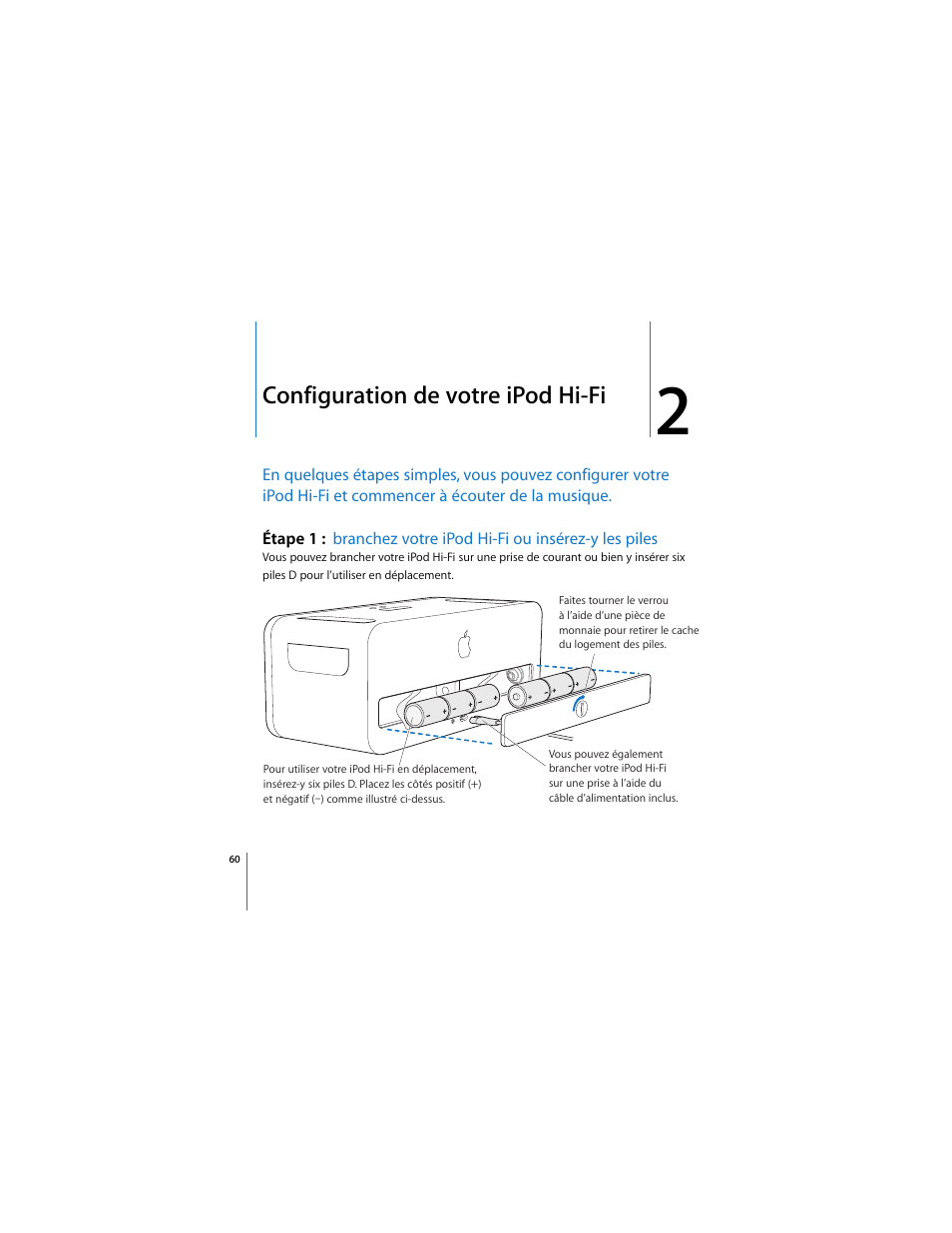 Chapitre: 2 “configuration de votre ipod hi-fi, Configuration de votre ipod hi-fi | Apple iPod Hi-Fi User Manual | Page 60 / 104