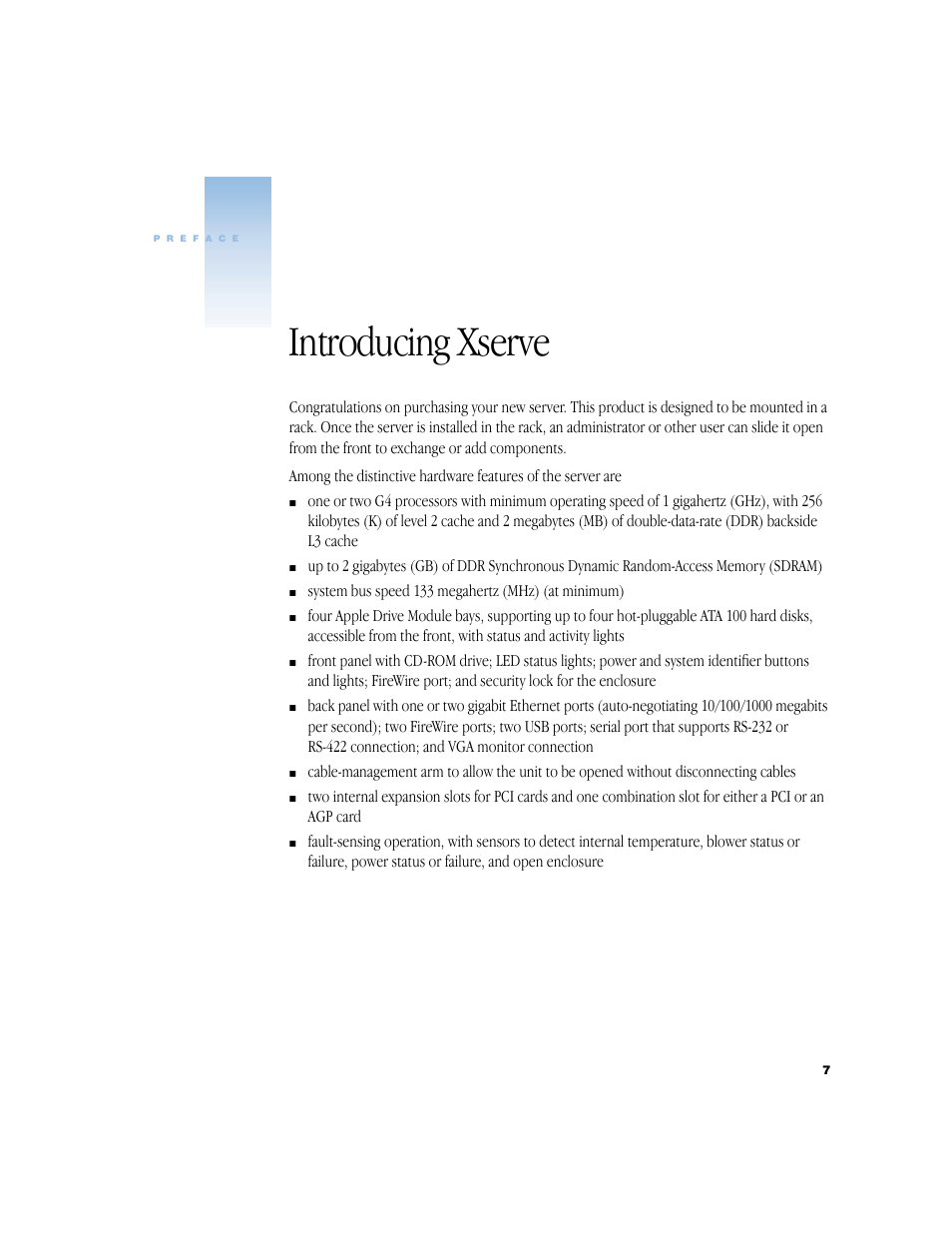 Introducing xserve | Apple Xserve (Original) User Manual | Page 7 / 78