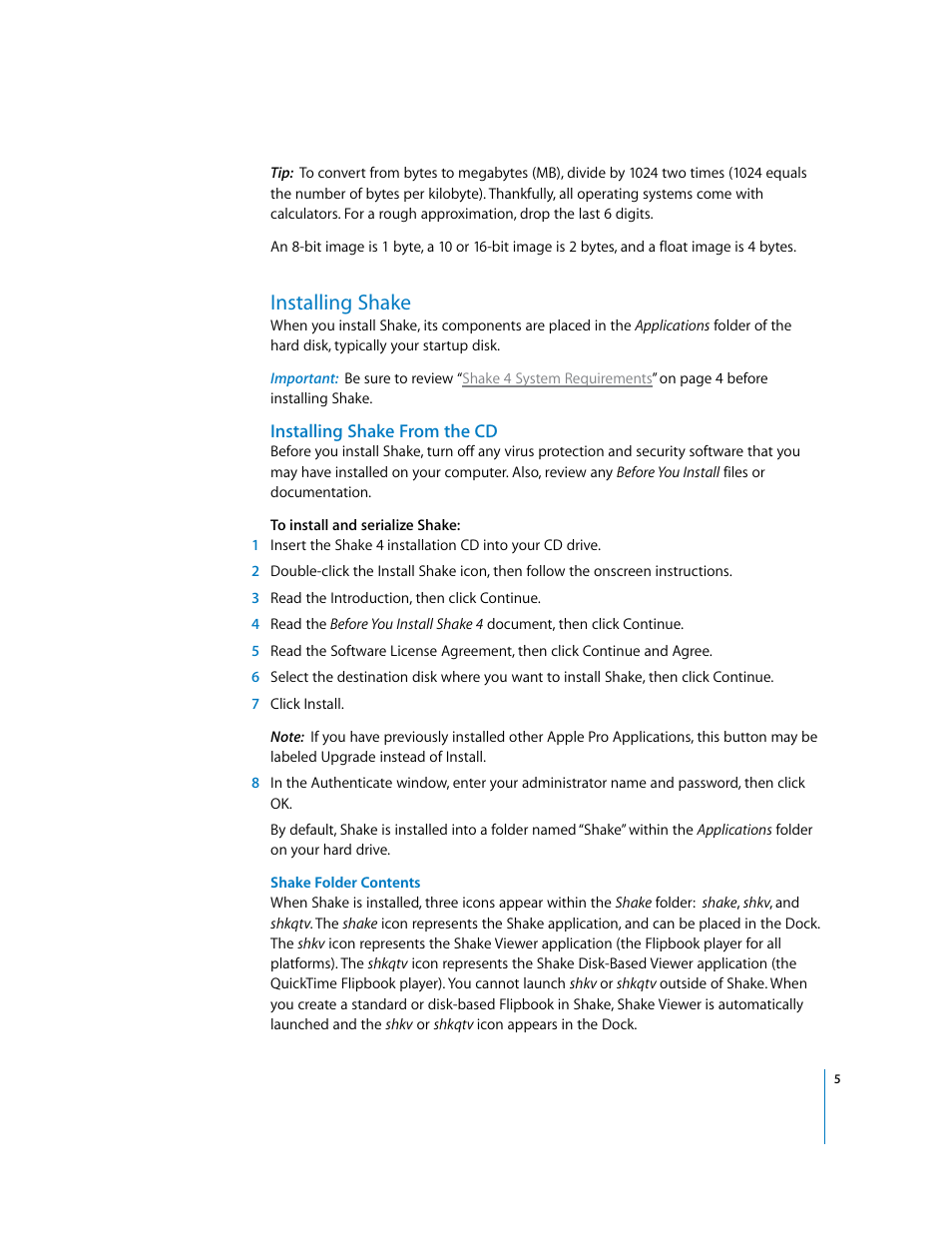 Installing shake, Installing shake from the cd | Apple Installing Your Shake 4 Software User Manual | Page 5 / 12