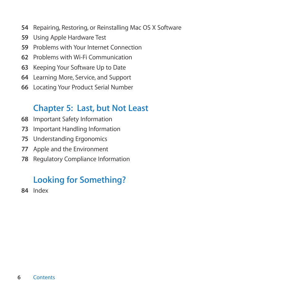 Chapter 5: last, but not least, Looking for something | Apple MacBook Pro (15-inch, Early 2011) User Manual | Page 6 / 88