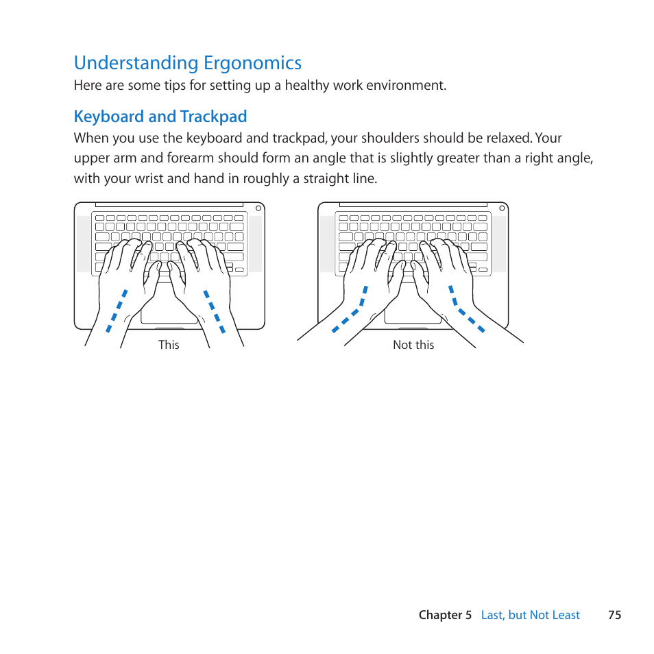 Understanding ergonomics, 75 understanding ergonomics, Keyboard and trackpad | Apple MacBook Pro (15-inch, Early 2011) User Manual | Page 75 / 88