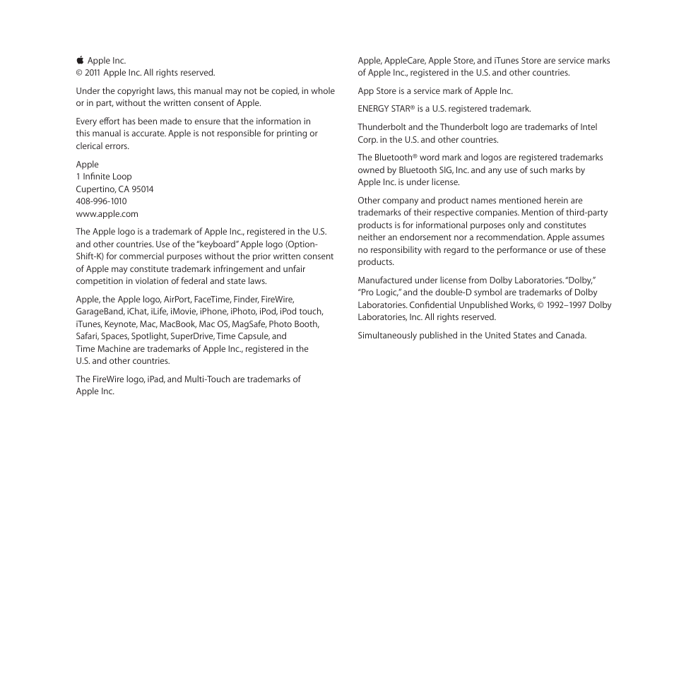 Apple MacBook Pro (15-inch, Early 2011) User Manual | Page 88 / 88