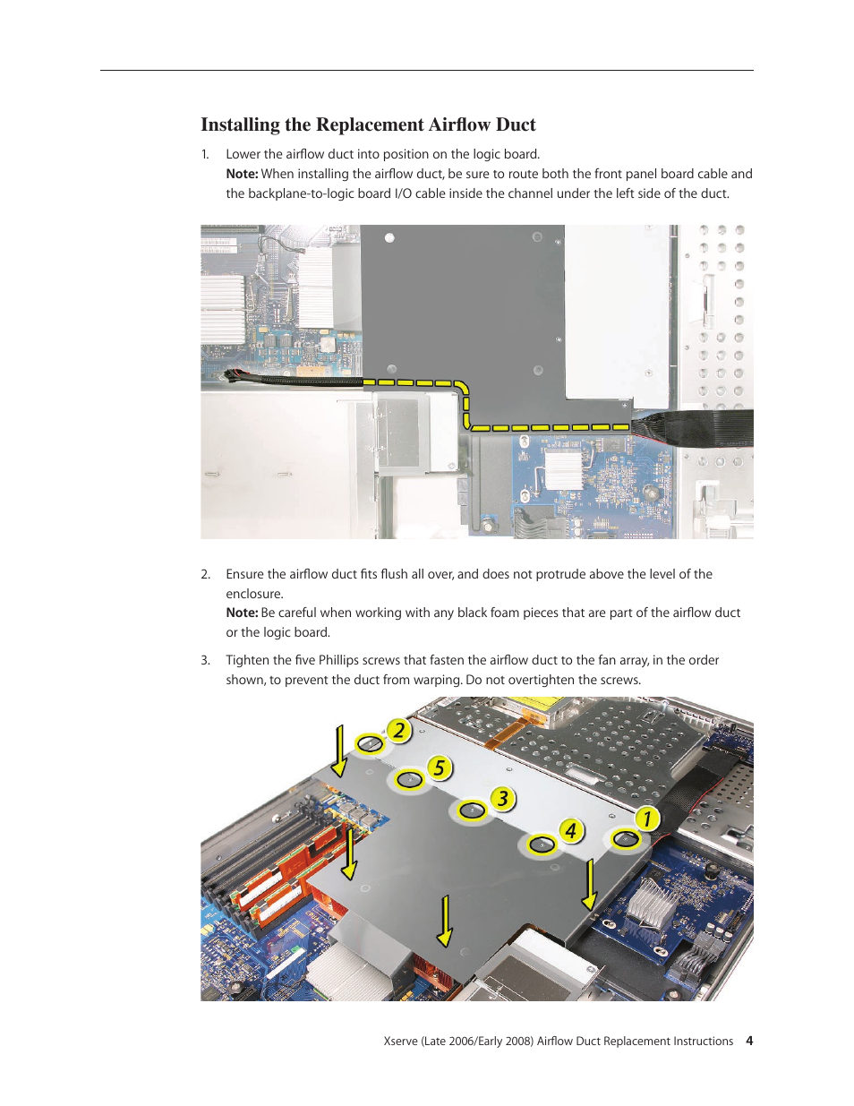 Installing the replacement airflow duct | Apple Xserve (Early 2008) DIY Procedure for Airflow Duct User Manual | Page 4 / 5