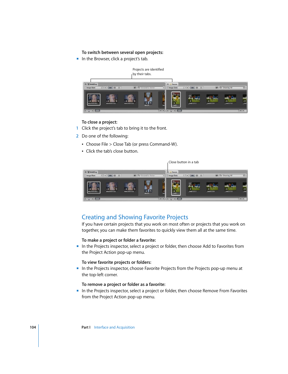 Creating and showing favorite projects, P. 104) | Apple Aperture 2 User Manual | Page 104 / 701