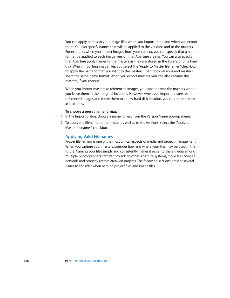 Applying valid filenames | Apple Aperture 2 User Manual | Page 128 / 701