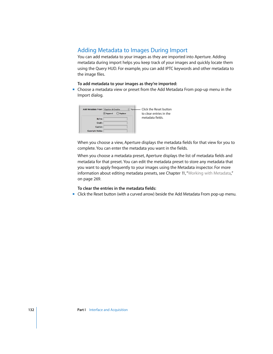 Adding metadata to images during import, P. 132) | Apple Aperture 2 User Manual | Page 132 / 701