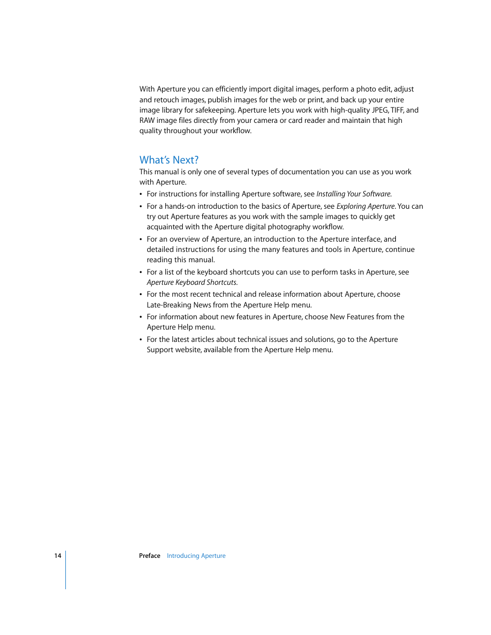 What’s next | Apple Aperture 2 User Manual | Page 14 / 701