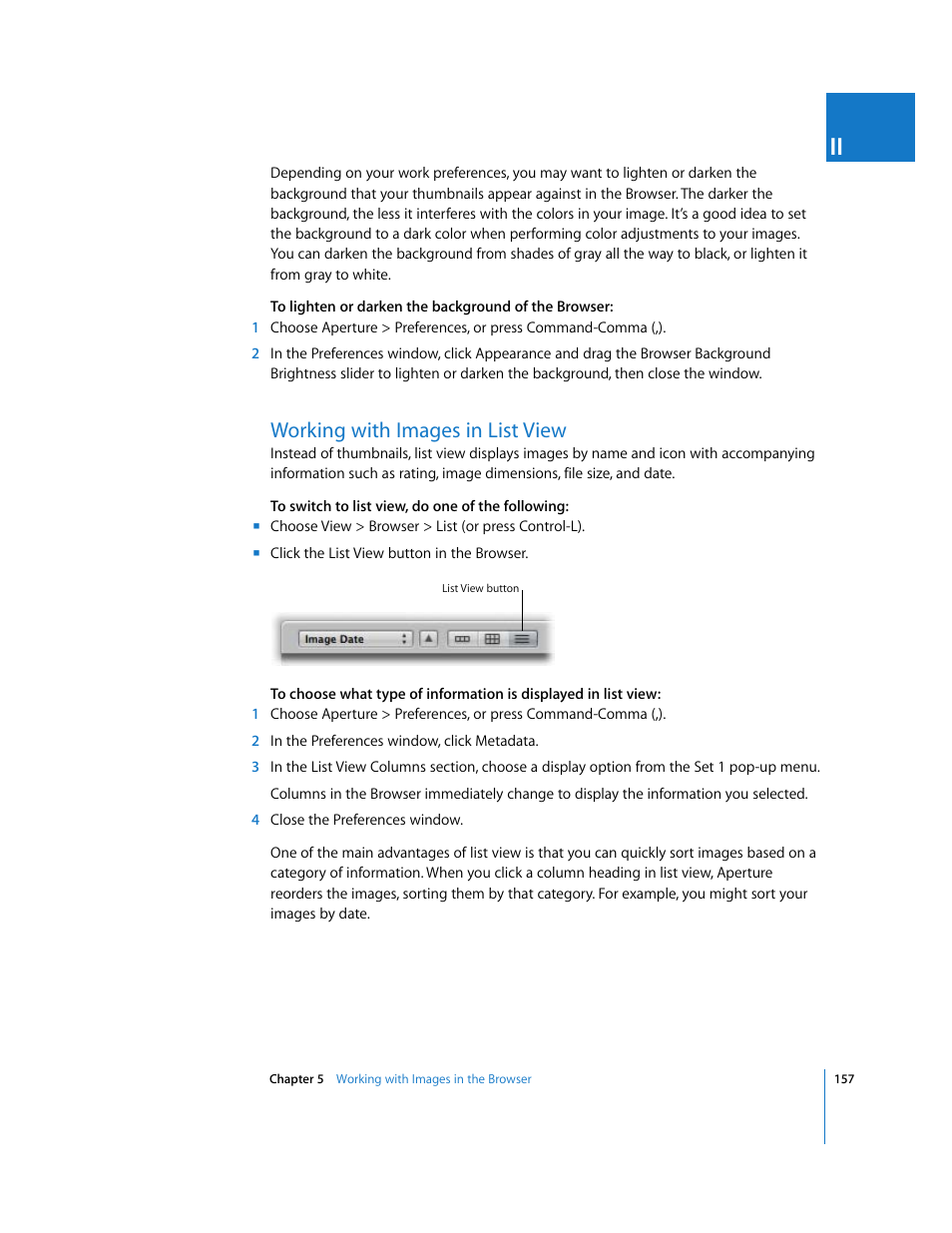 Working with images in list view, P. 157) | Apple Aperture 2 User Manual | Page 157 / 701