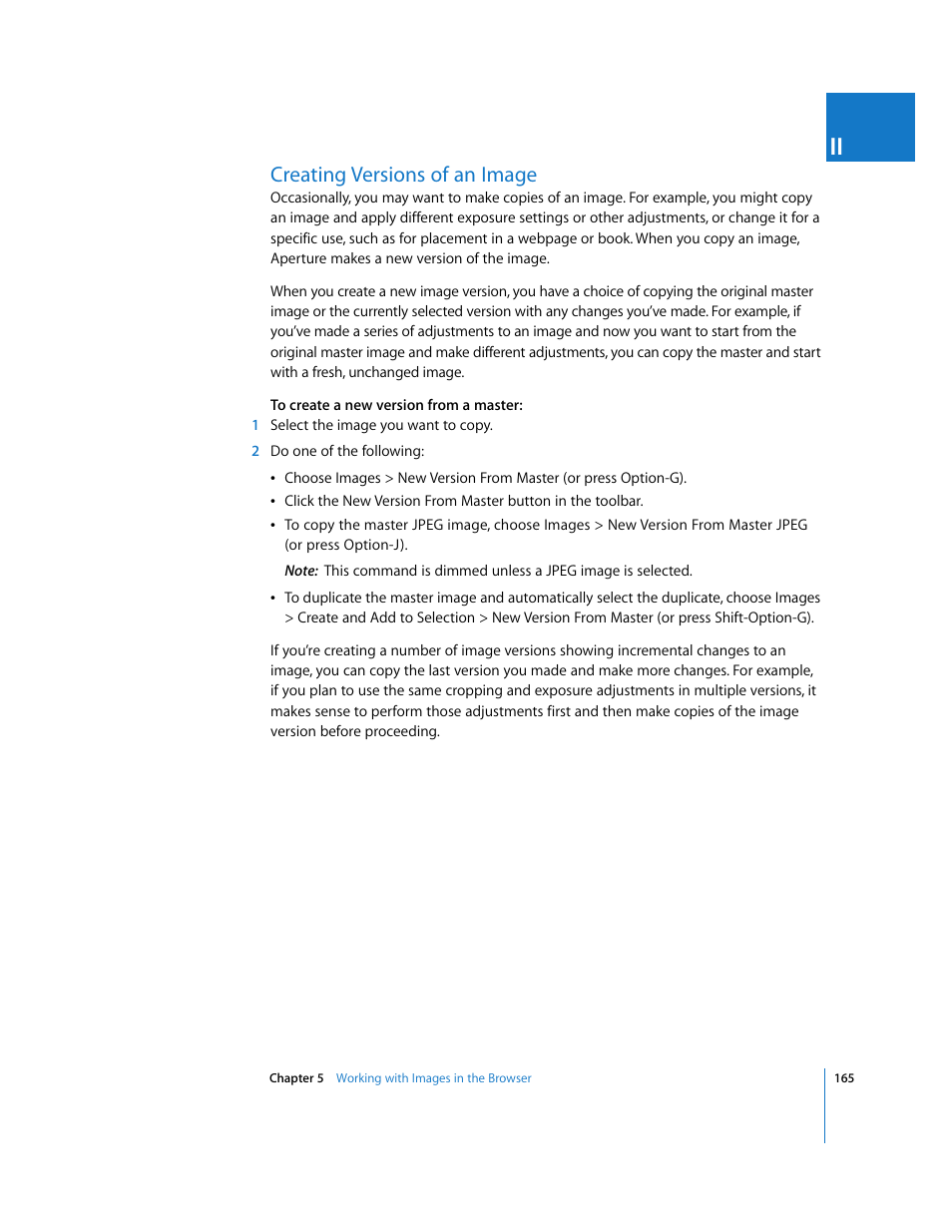 Creating versions of an image, P. 165) | Apple Aperture 2 User Manual | Page 165 / 701