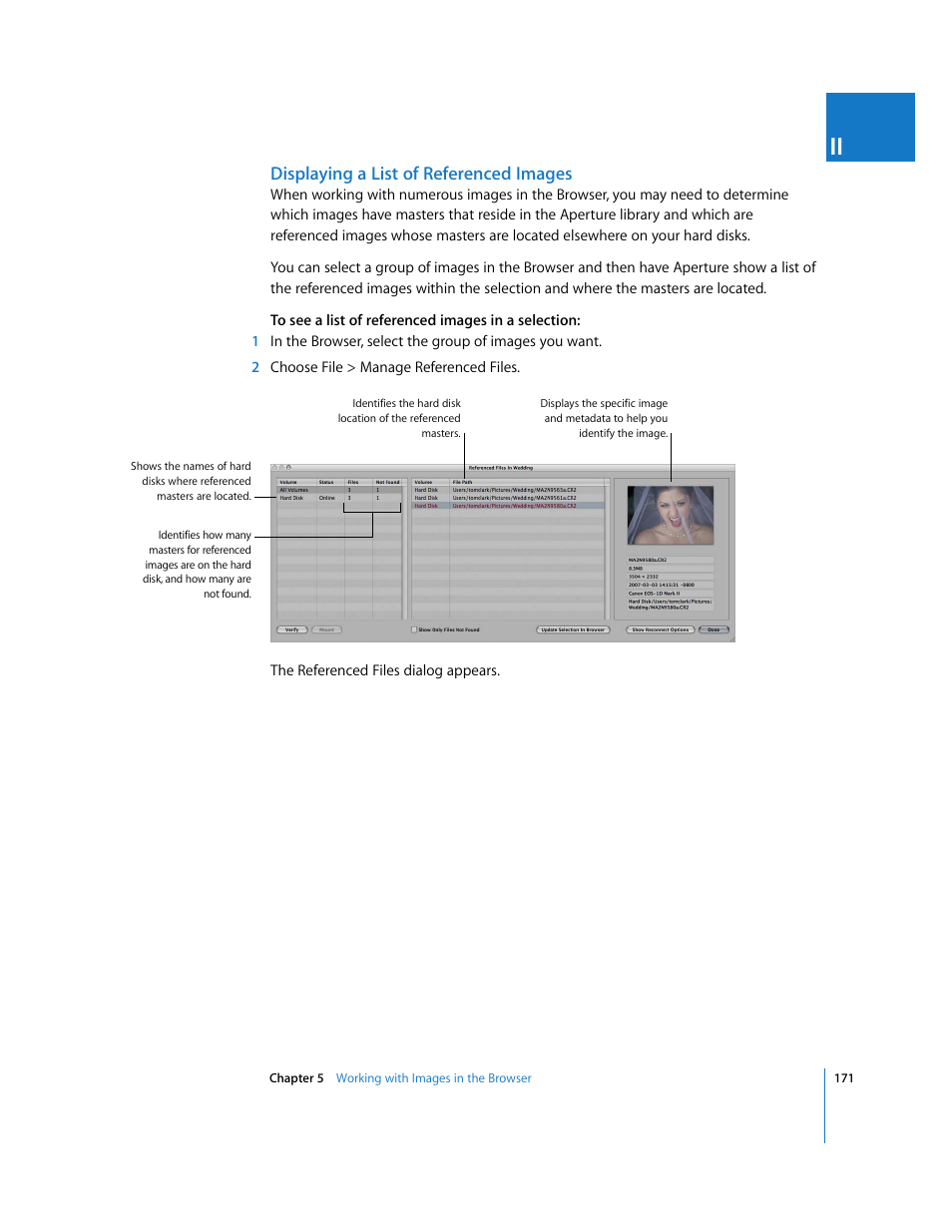 Displaying a list of referenced images | Apple Aperture 2 User Manual | Page 171 / 701
