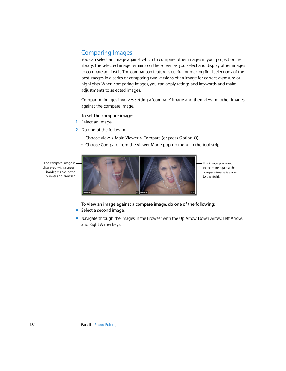 Comparing images, P. 184) | Apple Aperture 2 User Manual | Page 184 / 701