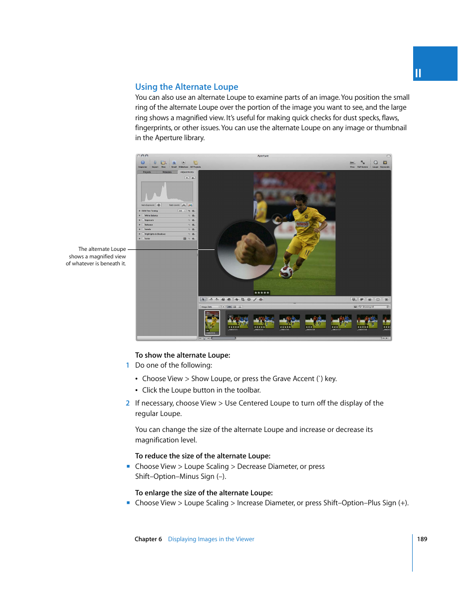 Using the alternate loupe | Apple Aperture 2 User Manual | Page 189 / 701