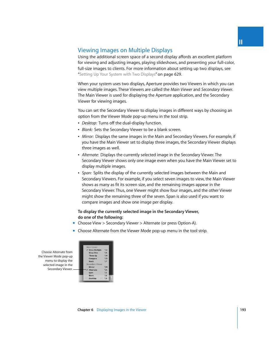 Viewing images on multiple displays, P. 193) | Apple Aperture 2 User Manual | Page 193 / 701