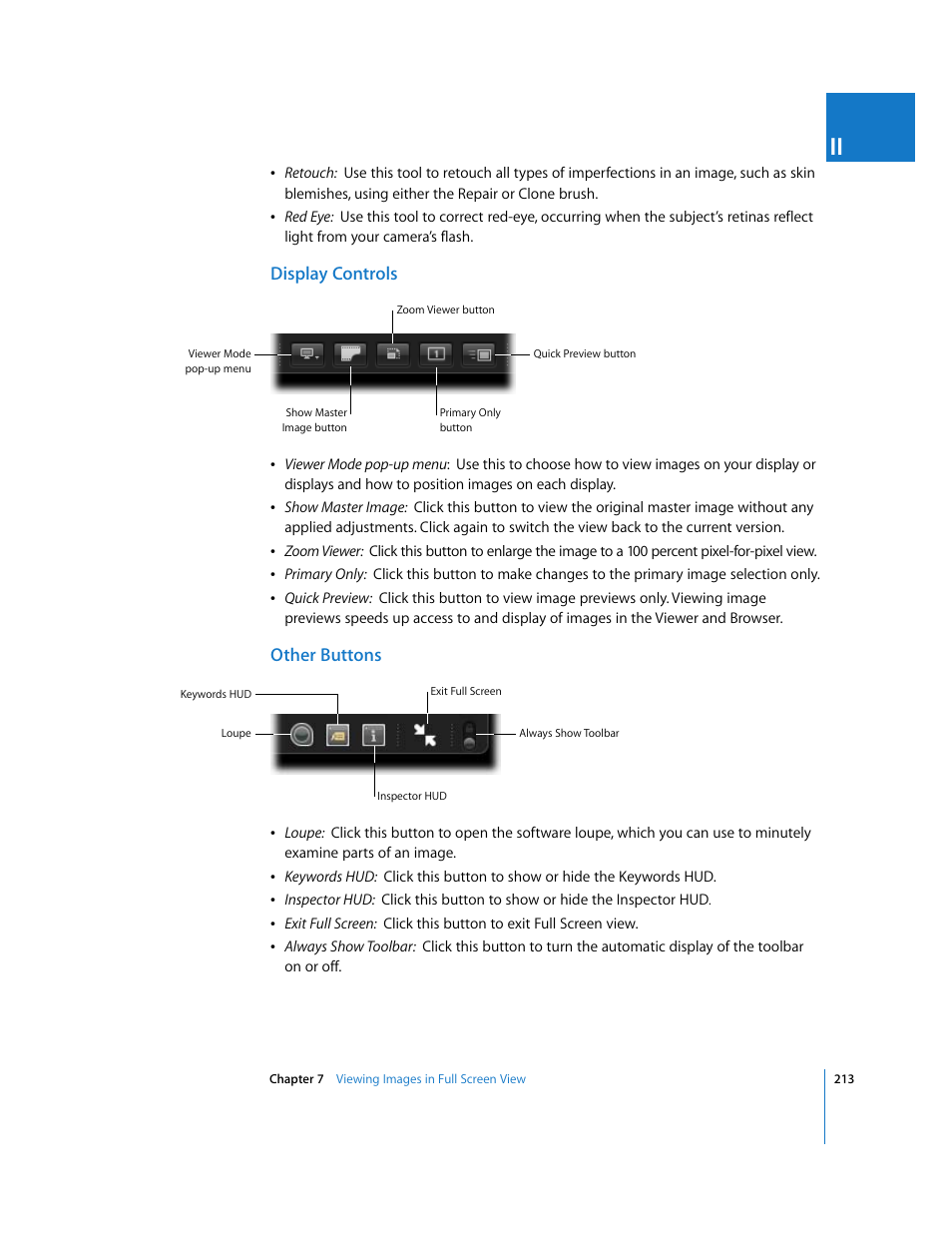 Display controls, Other buttons | Apple Aperture 2 User Manual | Page 213 / 701