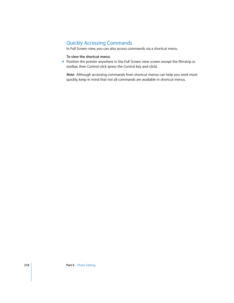 Quickly accessing commands, P. 218) | Apple Aperture 2 User Manual | Page 218 / 701