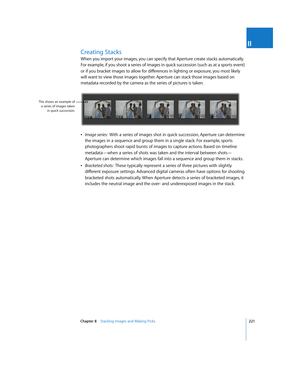 Creating stacks, P. 221) | Apple Aperture 2 User Manual | Page 221 / 701