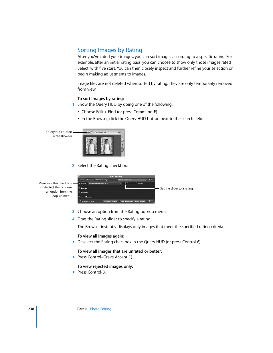 Sorting images by rating, P. 238) | Apple Aperture 2 User Manual | Page 238 / 701