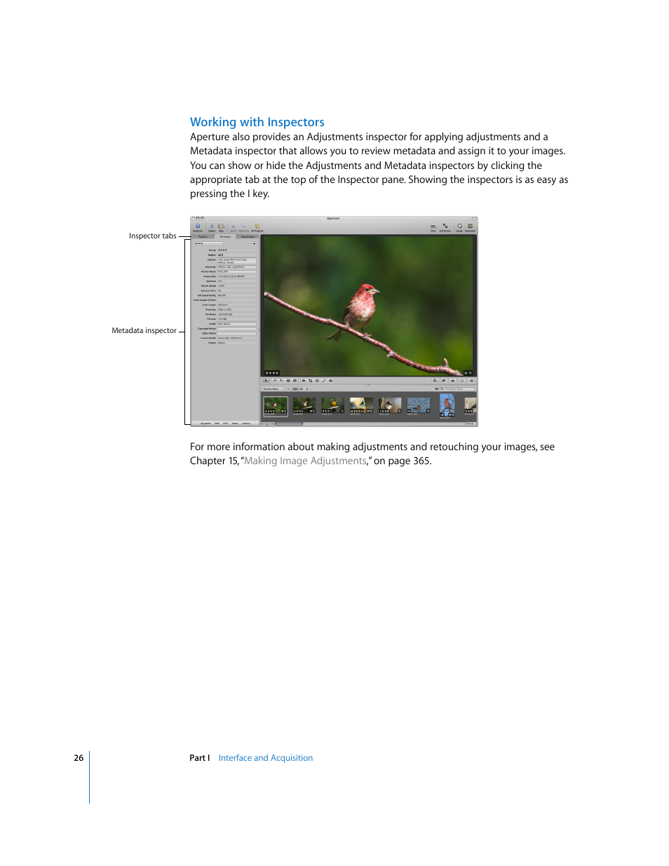 Working with inspectors | Apple Aperture 2 User Manual | Page 26 / 701