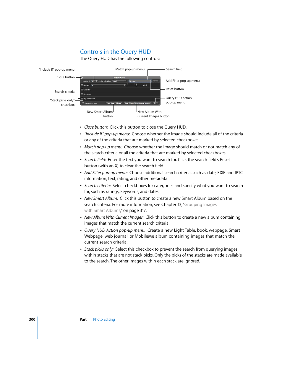 Controls in the query hud, P. 300) | Apple Aperture 2 User Manual | Page 300 / 701