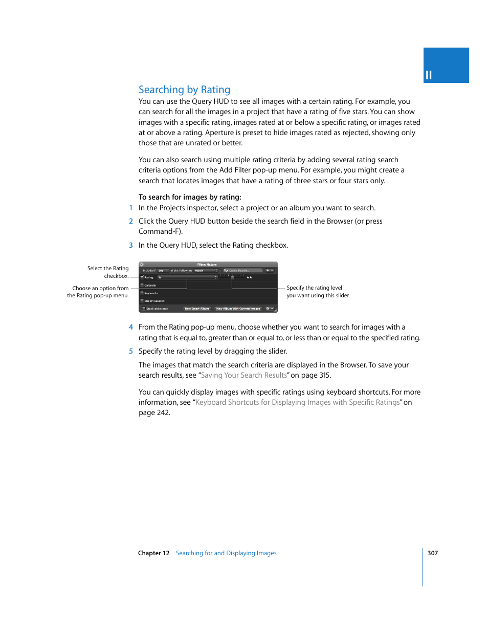 Searching by rating, P. 307) | Apple Aperture 2 User Manual | Page 307 / 701