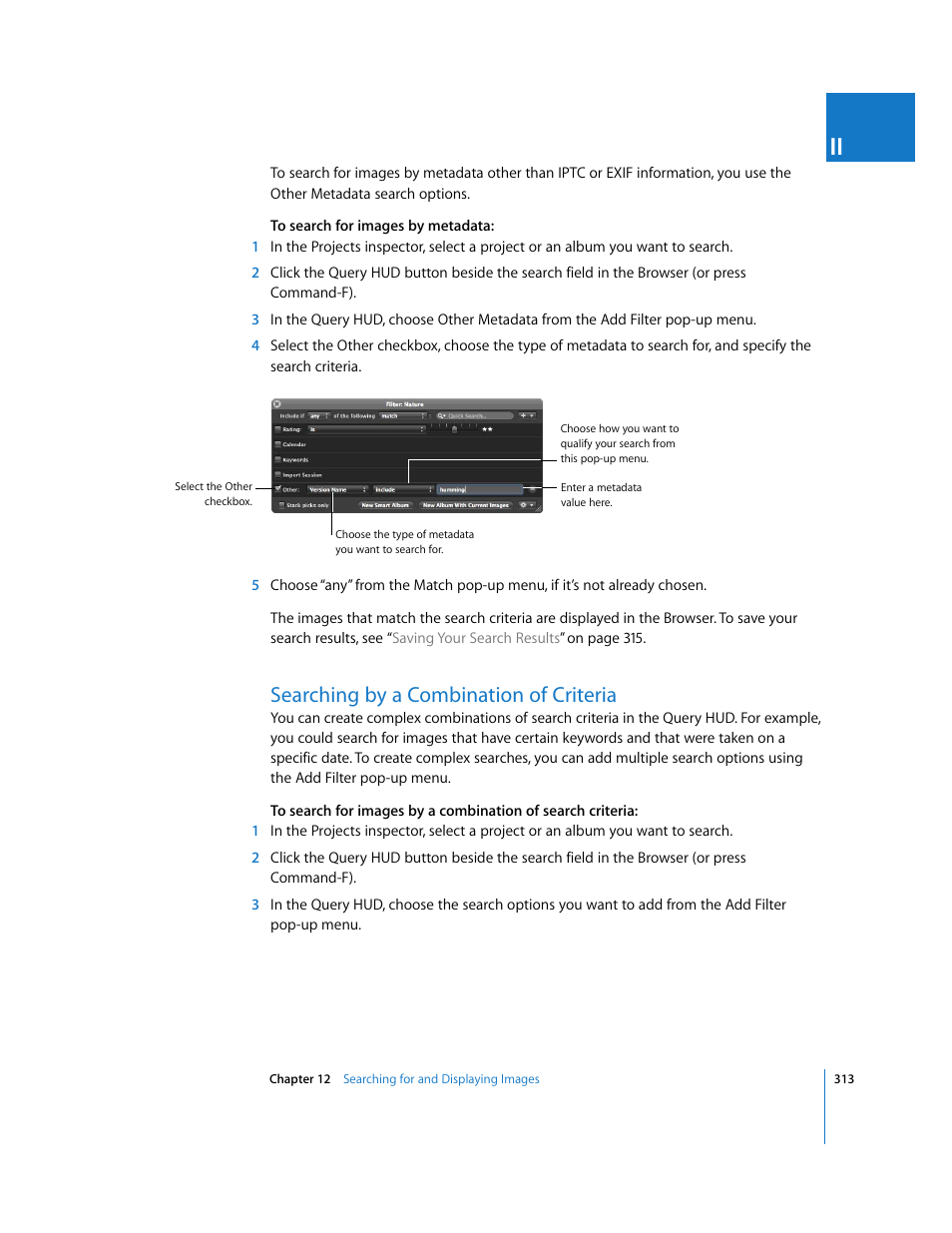 Searching by a combination of criteria, P. 313) | Apple Aperture 2 User Manual | Page 313 / 701